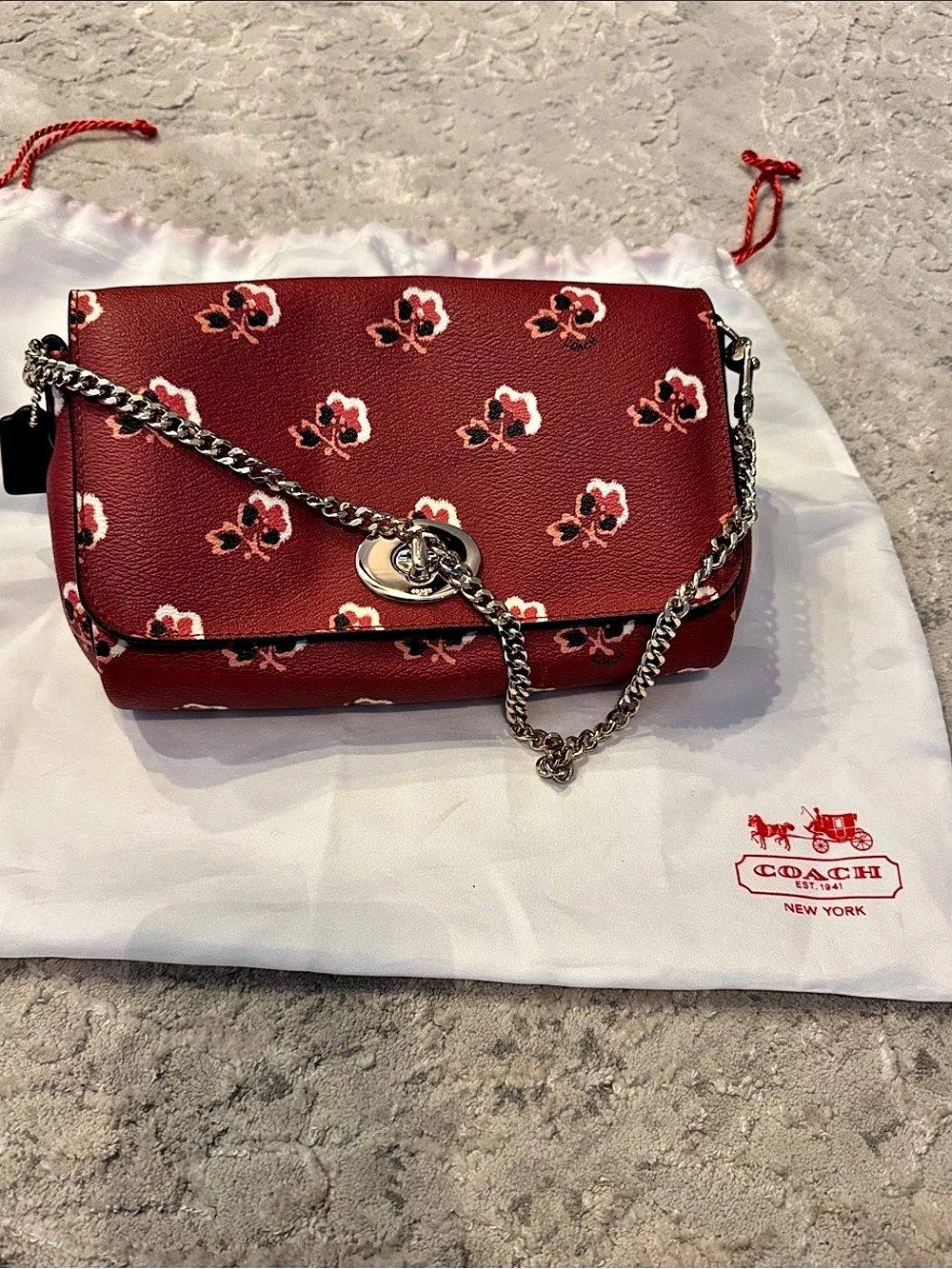 Coach Mini Ruby Crossbody in Bramble Rose Floral Print Red & Black